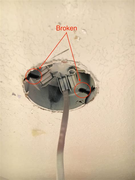 broken ceiling electrical box|electrical box repair.